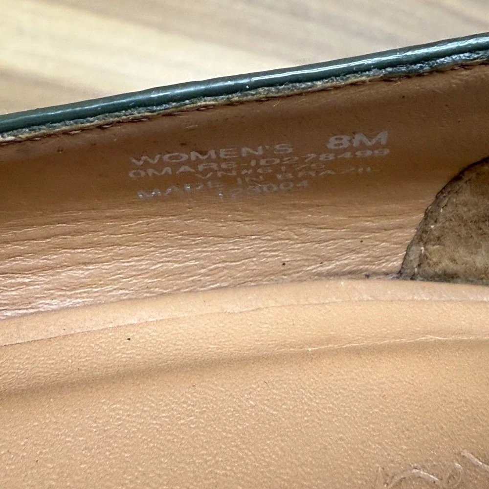 LL‎ BEAN Bow Pumps Womens 8 M Green Patent Leather Bow